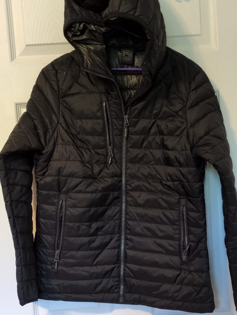 Women's Black Hooded Quilted Puffer Jacket